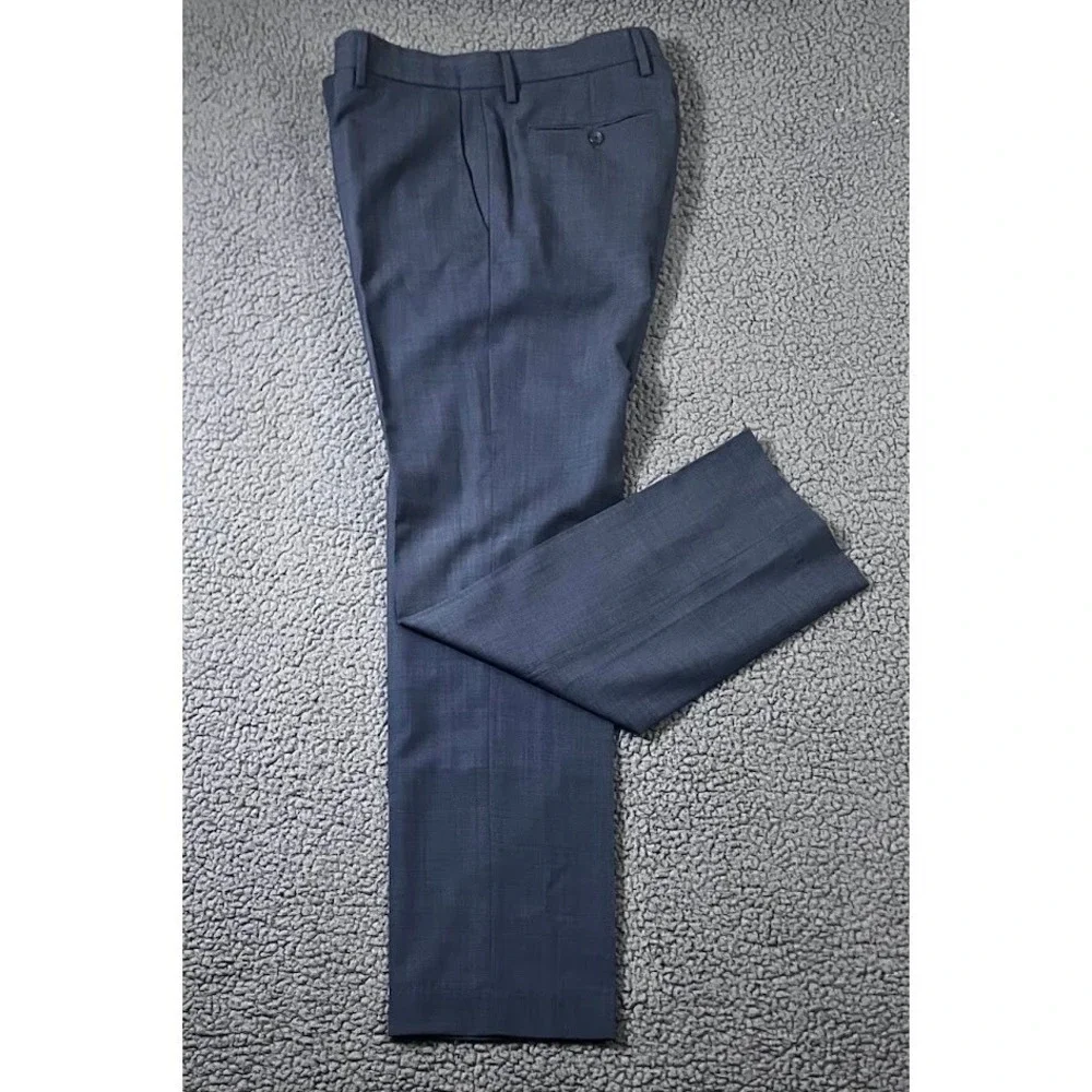 Banana Republic Mens 32x34 Tailored Slim Fit Dark Navy‎ Sharkskin Dress Pants
